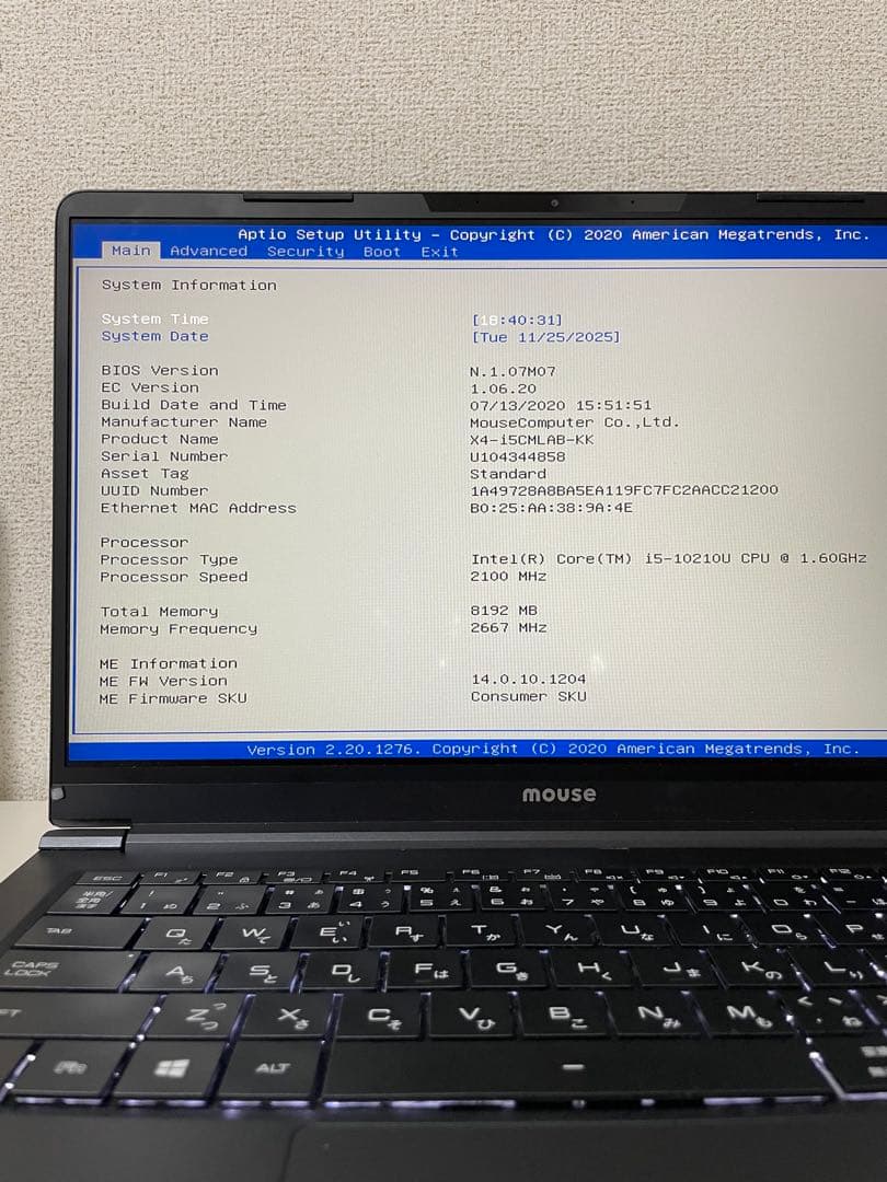 mouse ノートパソコン Core i5 第10代ジャンク品