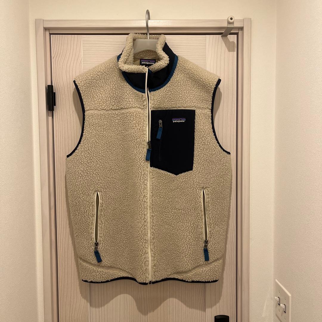 パタゴニア　フリース　ベスト　レトロX ホワイト/ネイビー　中古美品！