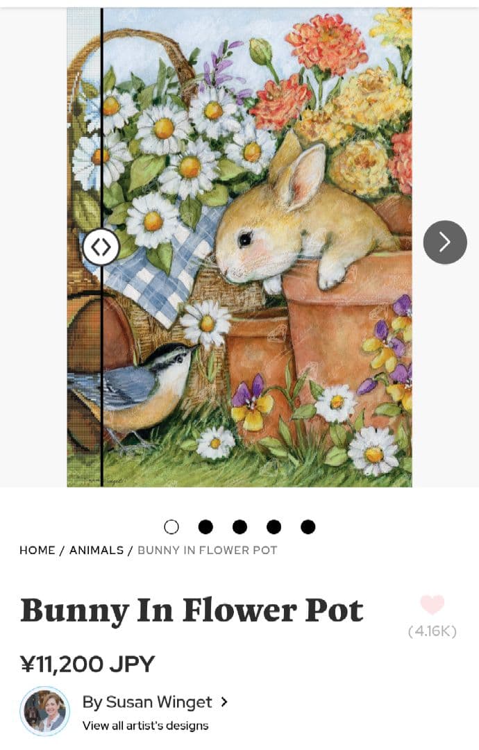 ダイヤモンドアートクラブ　Bunny in flower pot