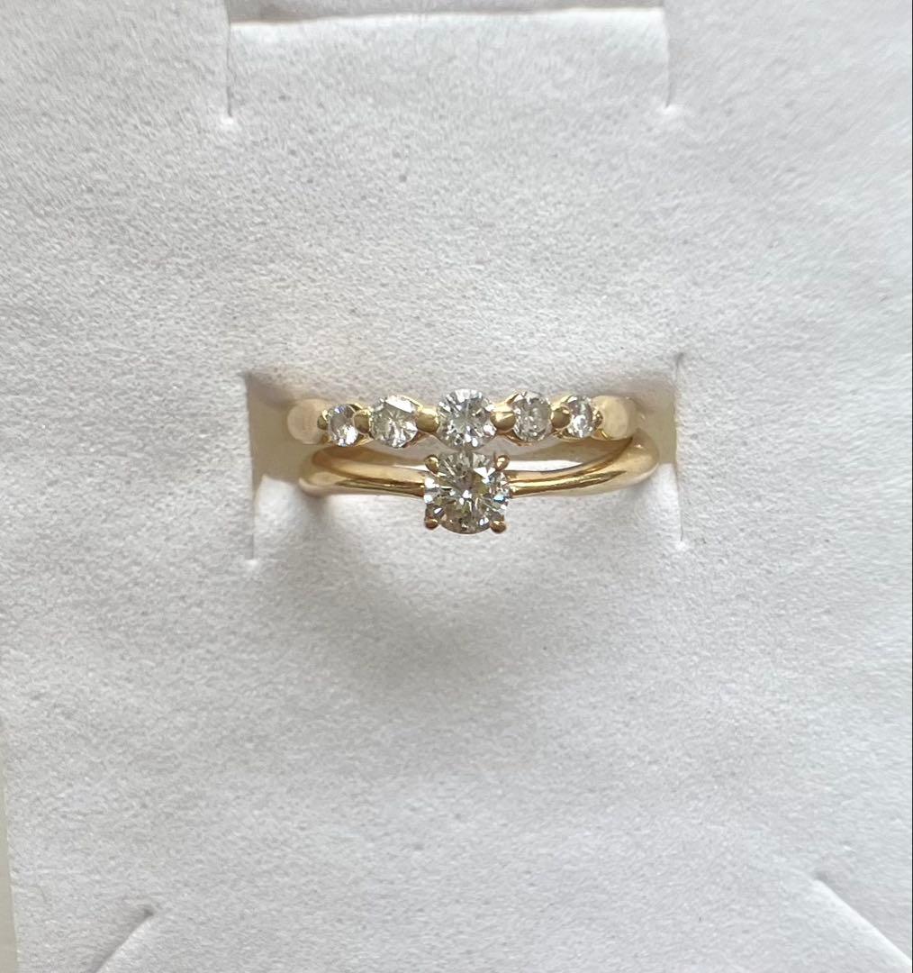 K18 ダイヤ ５石 0.2ct ピンキーリング　指輪