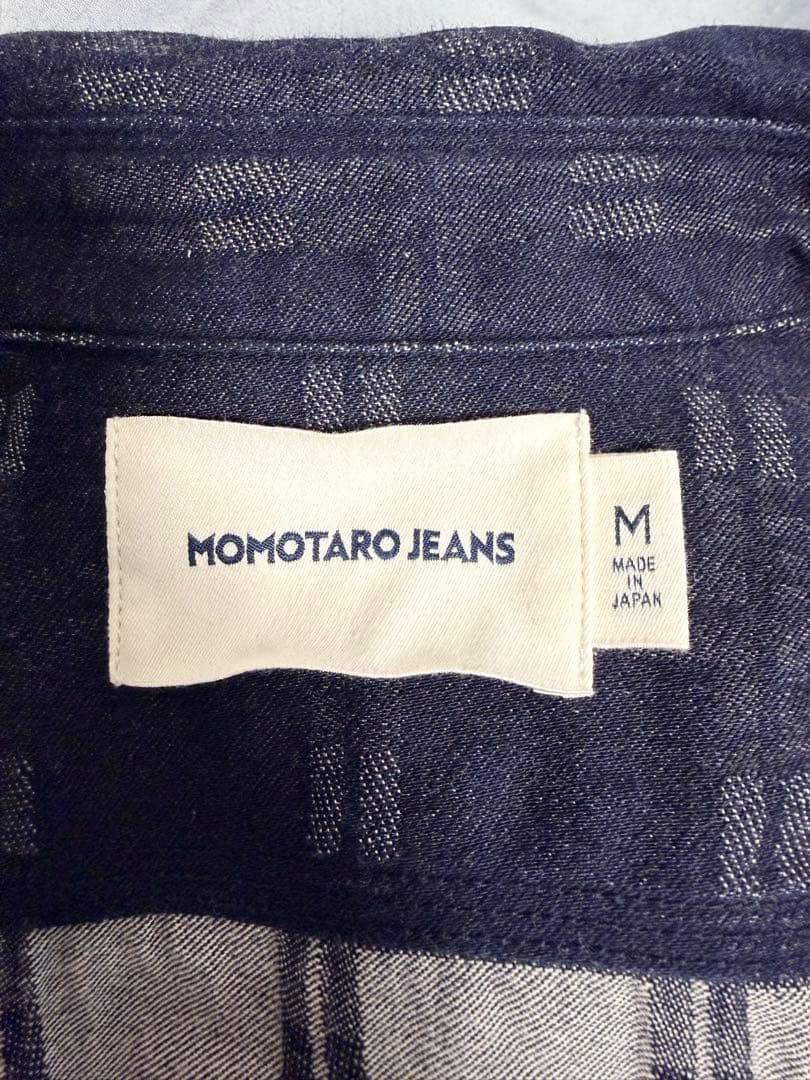 【美品】桃太郎トリプルステッチ L/S ジャカード シャツ - サイズM￼