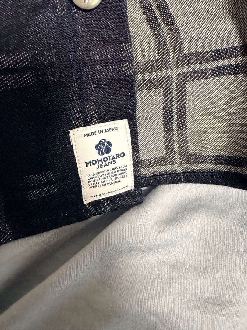 【美品】桃太郎トリプルステッチ L/S ジャカード シャツ - サイズM￼