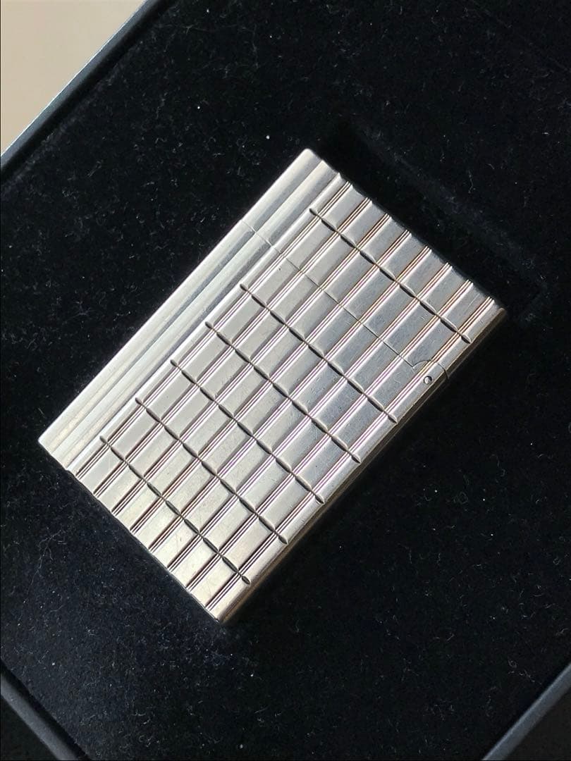 美品　開閉音快音キーン　デュポン　ガスライター　ストライプ　シルバー　ライン2s