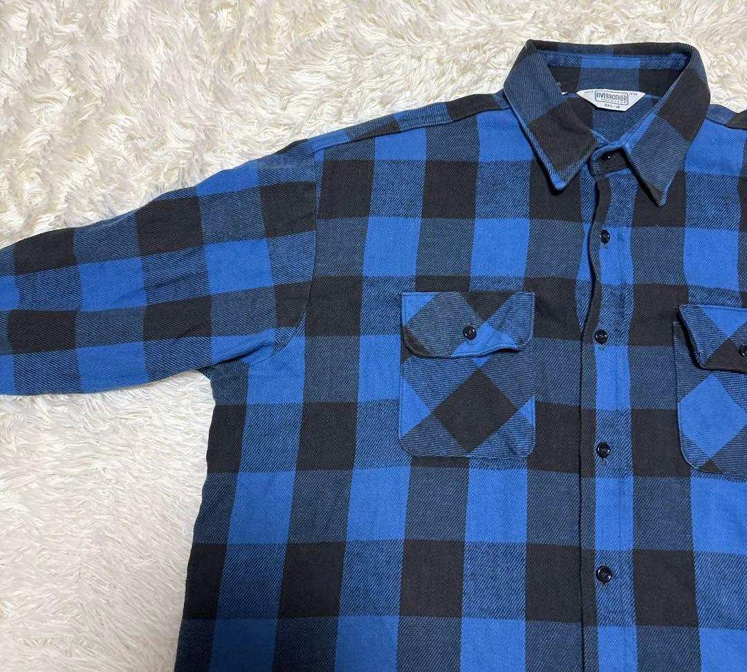 ク*ク様 FIVE BROTHER 70~80年代 三角タグ ネルシャツ USA