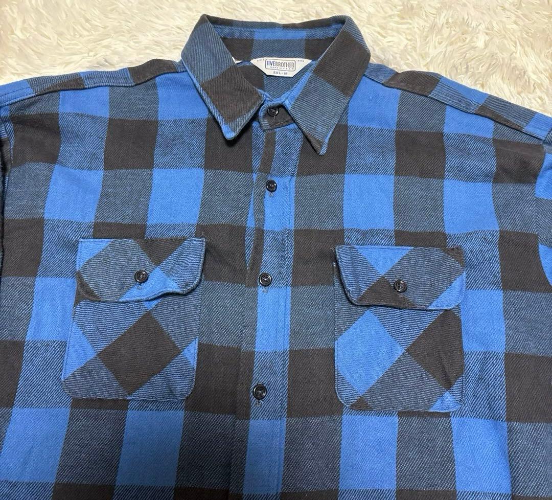 ク*ク様 FIVE BROTHER 70~80年代 三角タグ ネルシャツ USA