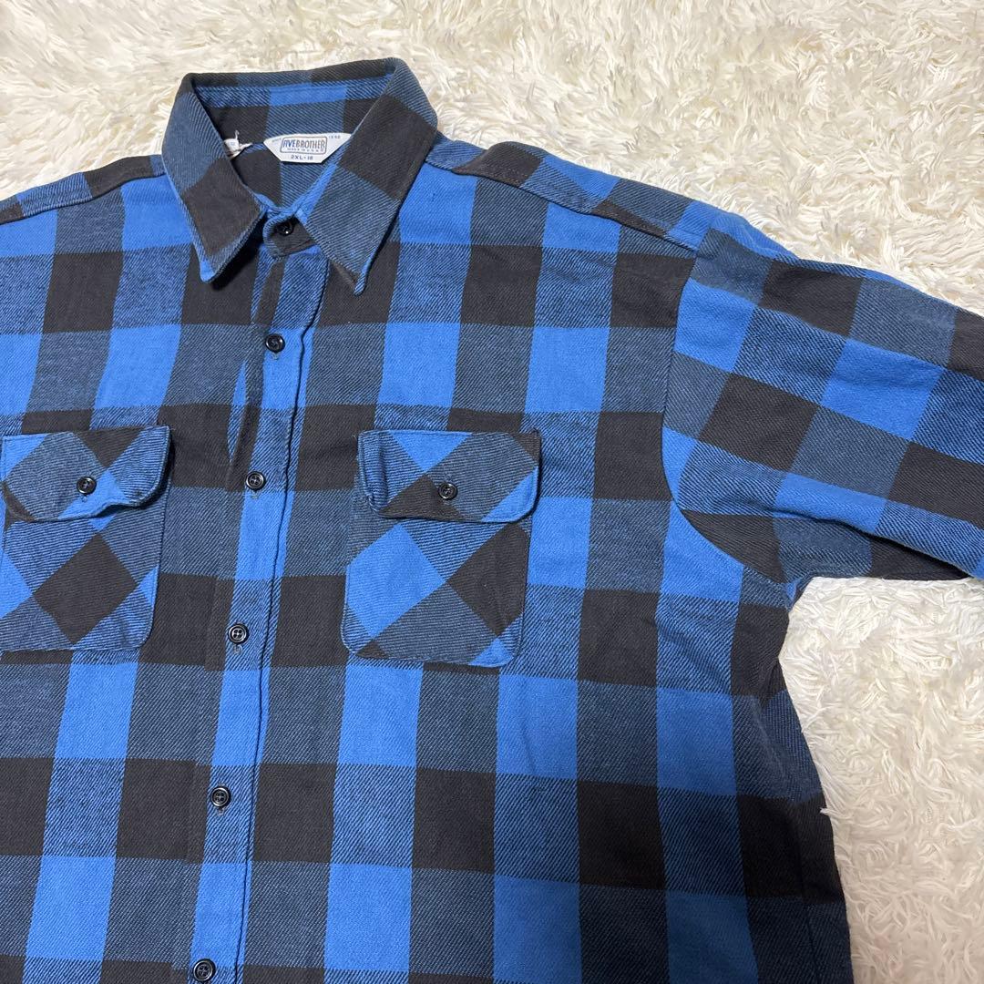 ク*ク様 FIVE BROTHER 70~80年代 三角タグ ネルシャツ USA