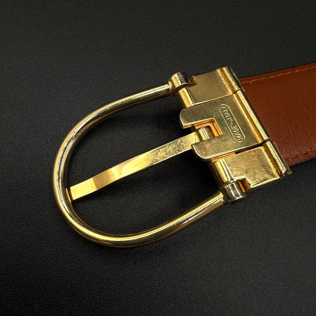 CELINE ブラウン ベルト ゴールドバックル　レザー　刻印あり　イタリア製