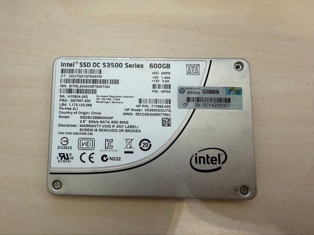 内蔵型SSD intel SSD 600GB S3500 SATA MLC