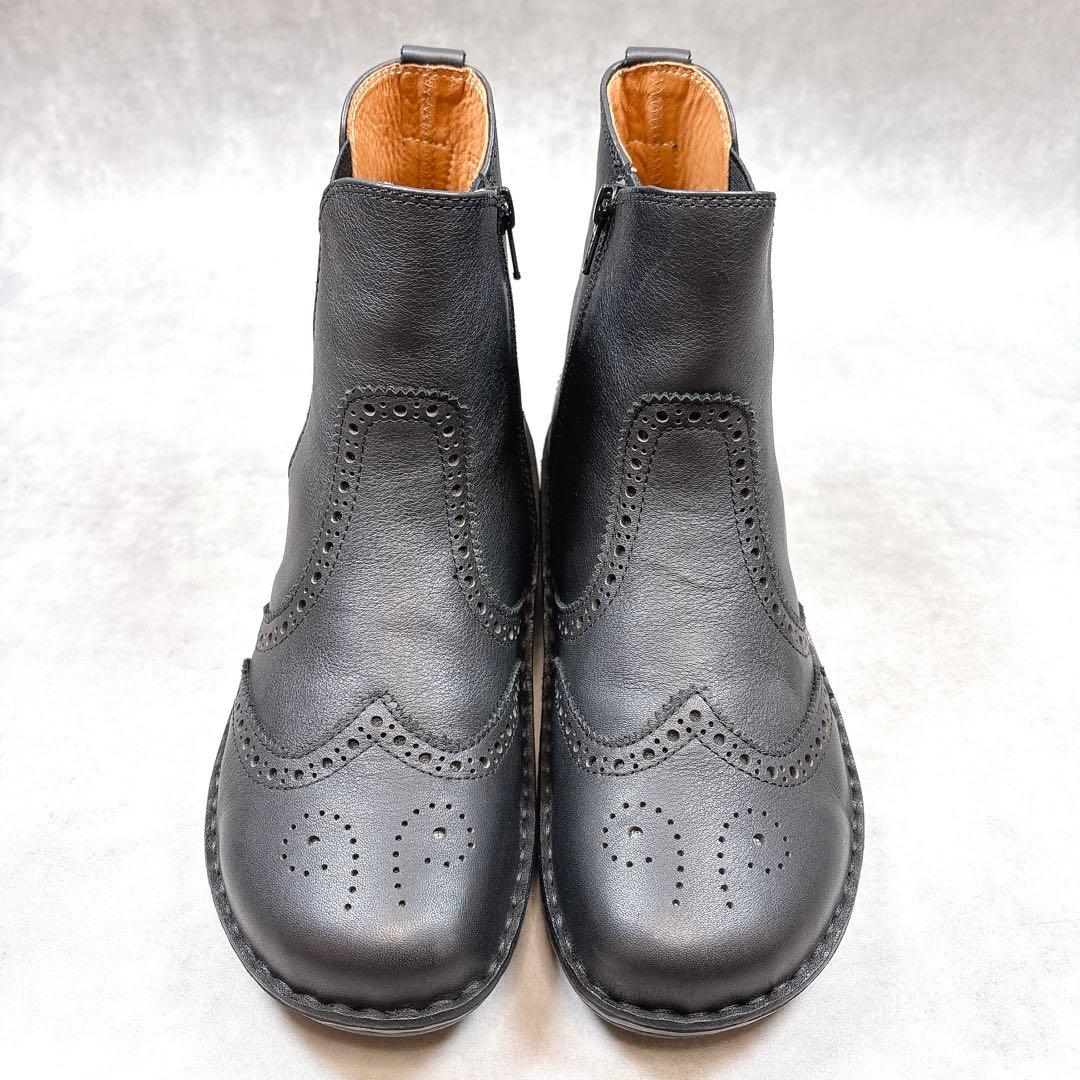 極美品 H.P.S 限定モデル ウイングチップ サイドゴアブーツ 本革 25