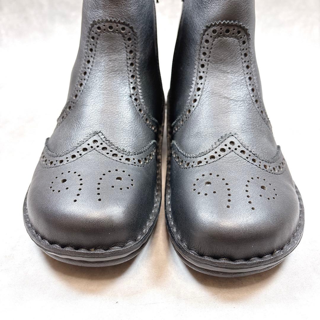 極美品 H.P.S 限定モデル ウイングチップ サイドゴアブーツ 本革 25