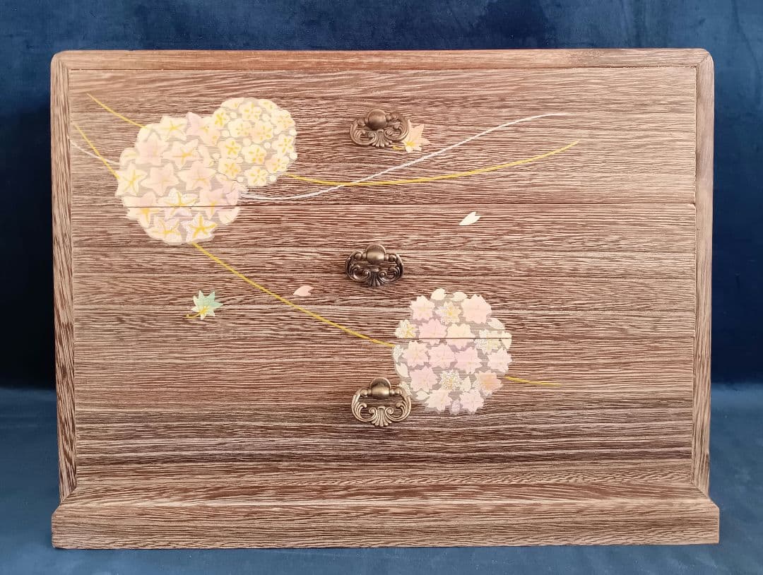 会津　蒔絵小箪笥(三ツ引)　桐工芸　やまごの桐　ミニタンス　3段　和雑貨