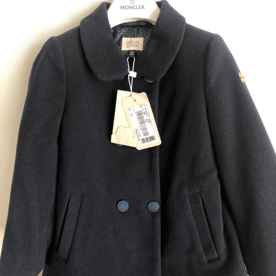 新品タグ付！アルマーニ　カシミヤ入りウールコート　濃紺ワンピース　受験発表会入学
