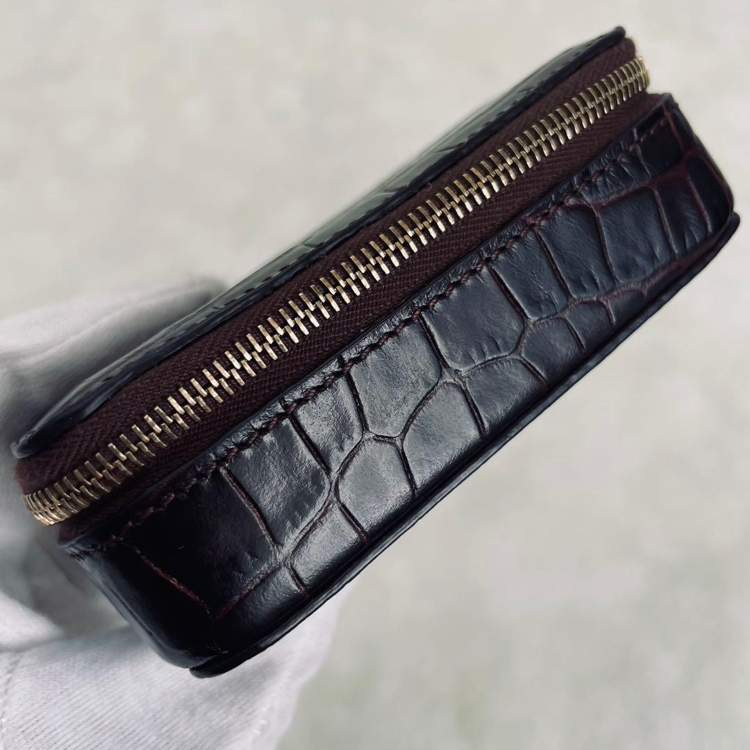 SMYTHSON/スマイソン、小物入れ、ジュエリーケース、型押し、ダークブラウン