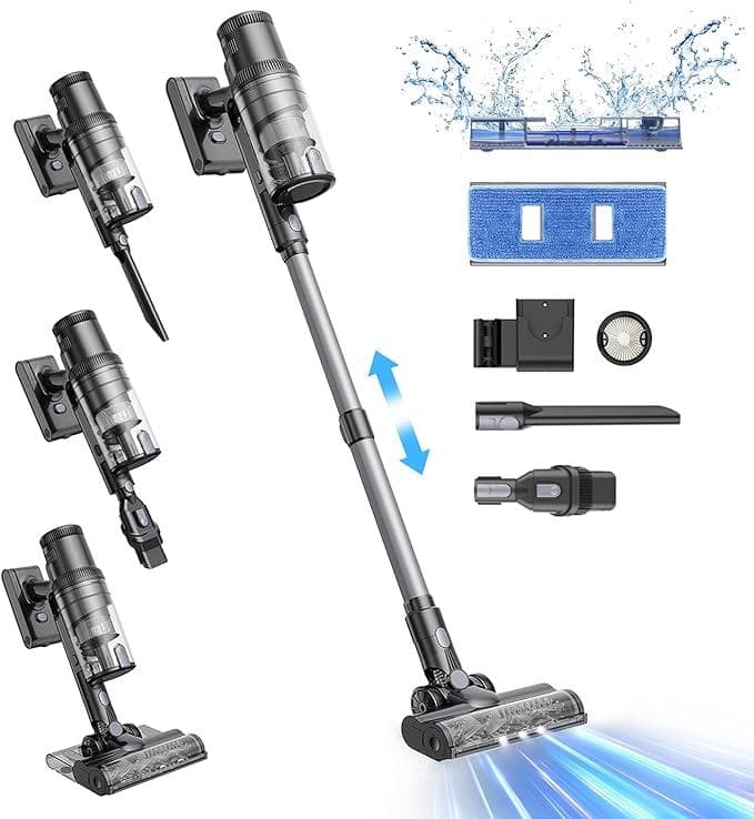 新品♡掃除機 コードレス 強力吸引 水拭き 35000Pa サイクロン 伸縮型