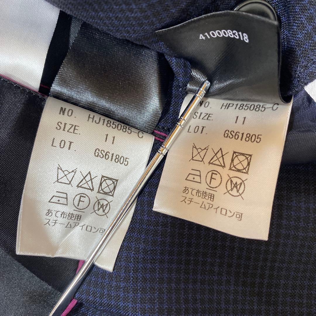 ヒルトン パンツスーツ 11 W78 Super 110's 濃紺チェックDMW