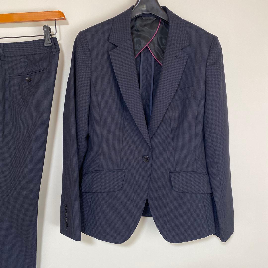 ヒルトン パンツスーツ 11 W78 Super 110's 濃紺チェックDMW