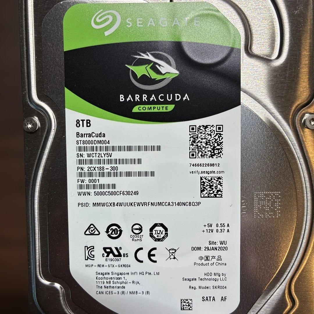 8TB SEAGATE BARRACUDA 内蔵型HDD （285時間）