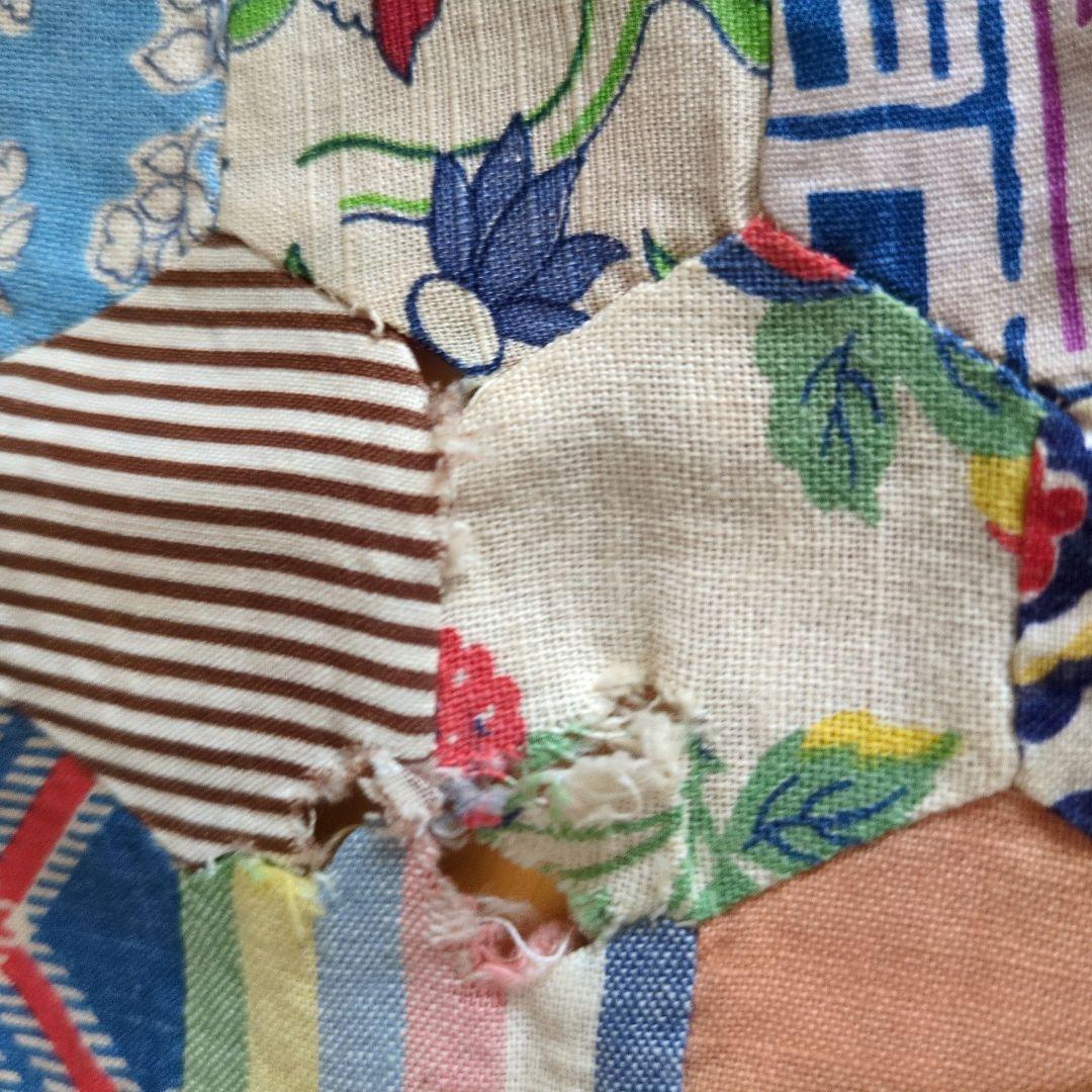 アンティーク　キルトトップ　ヘキサゴン