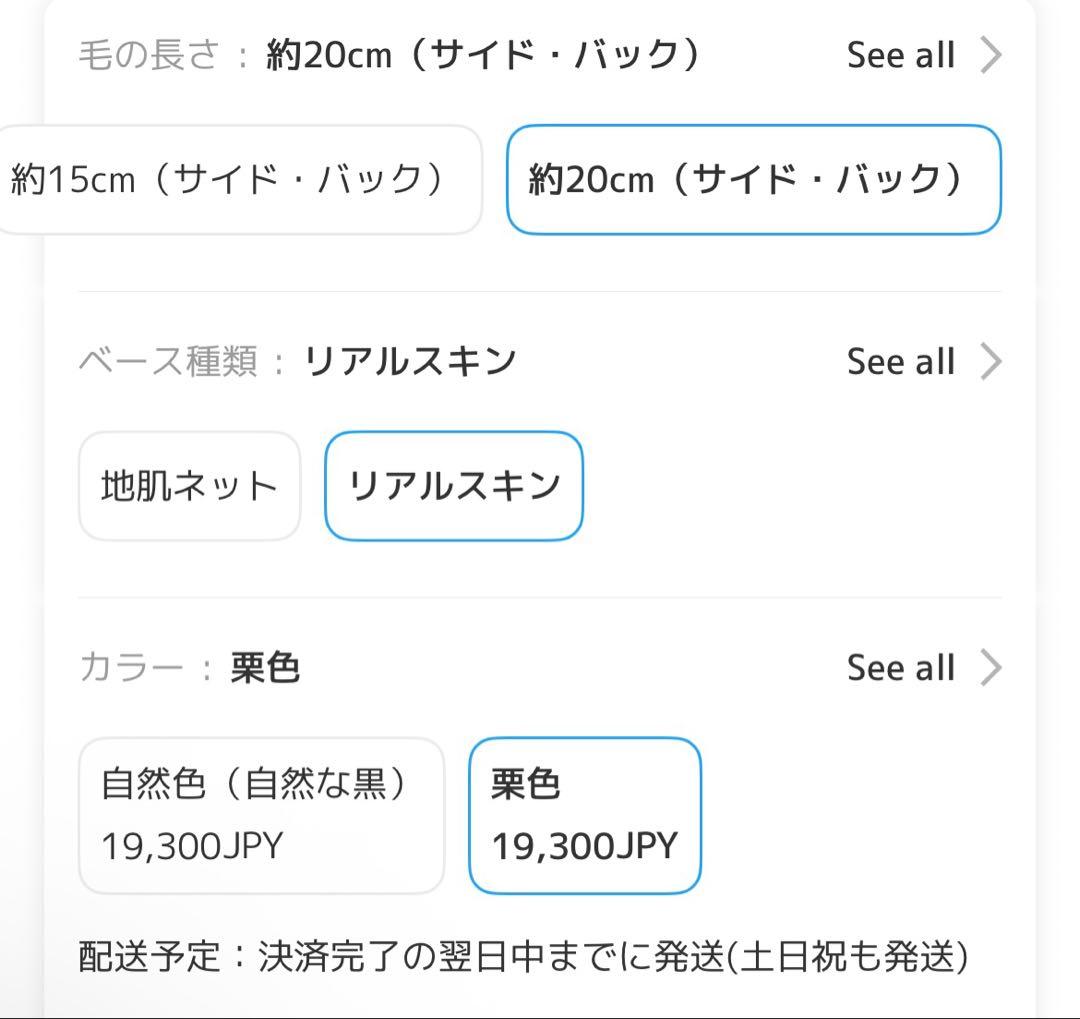 Reju リージュ 部分ウィッグ 人毛100% かつら 栗色 茶色 20cm