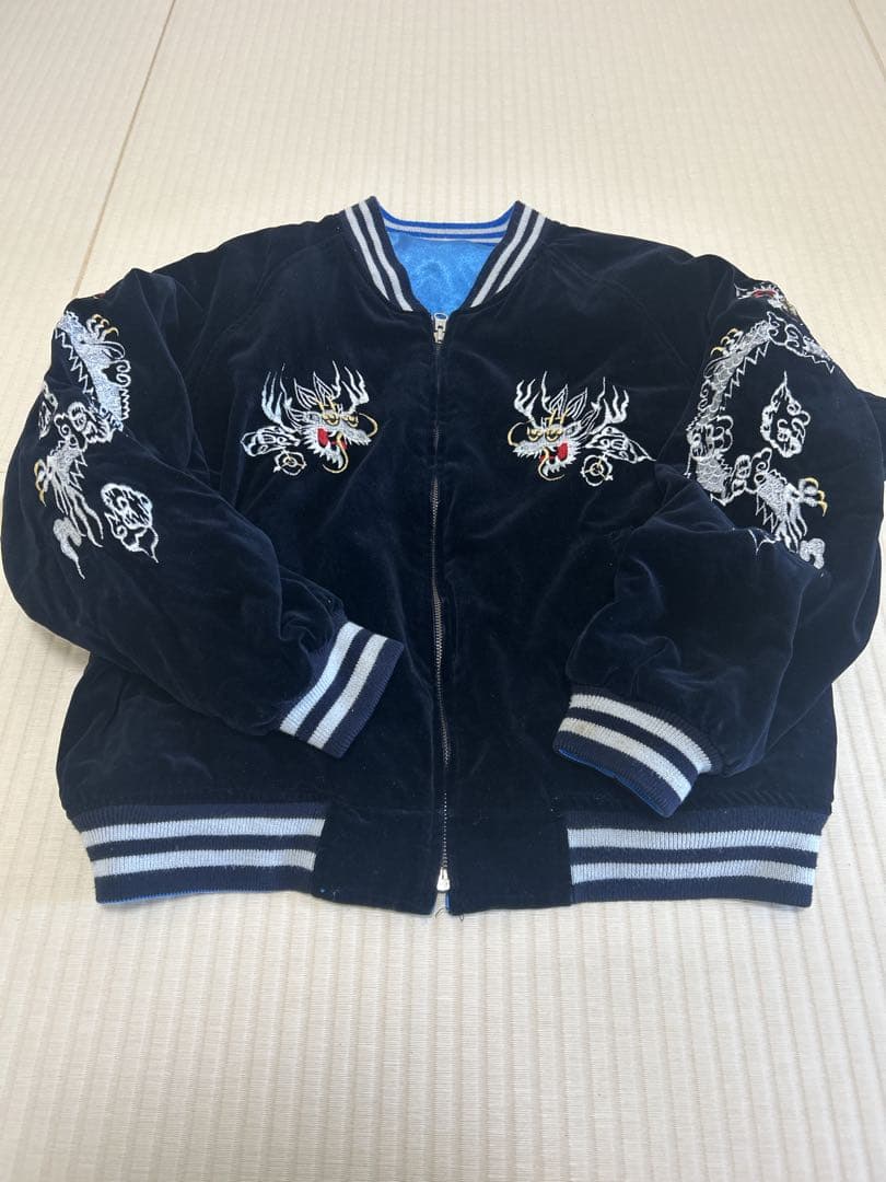 刺繍ドラゴン ベルベット スカジャン　 龍　虎　リバーシブル