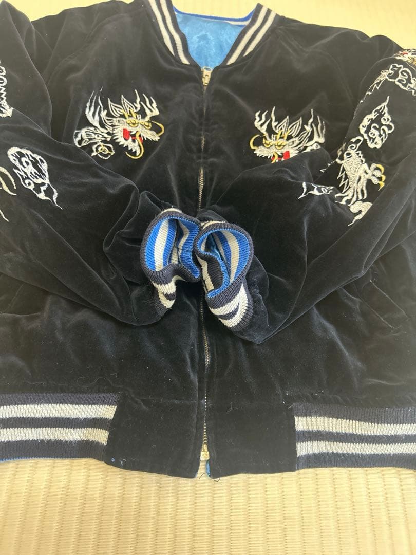 刺繍ドラゴン ベルベット スカジャン　 龍　虎　リバーシブル