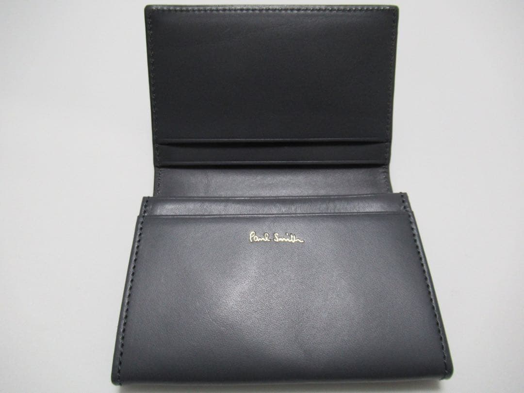 ポールスミス 新品！コードバン馬革×牛革名刺入れ カードケース 黒×グレー