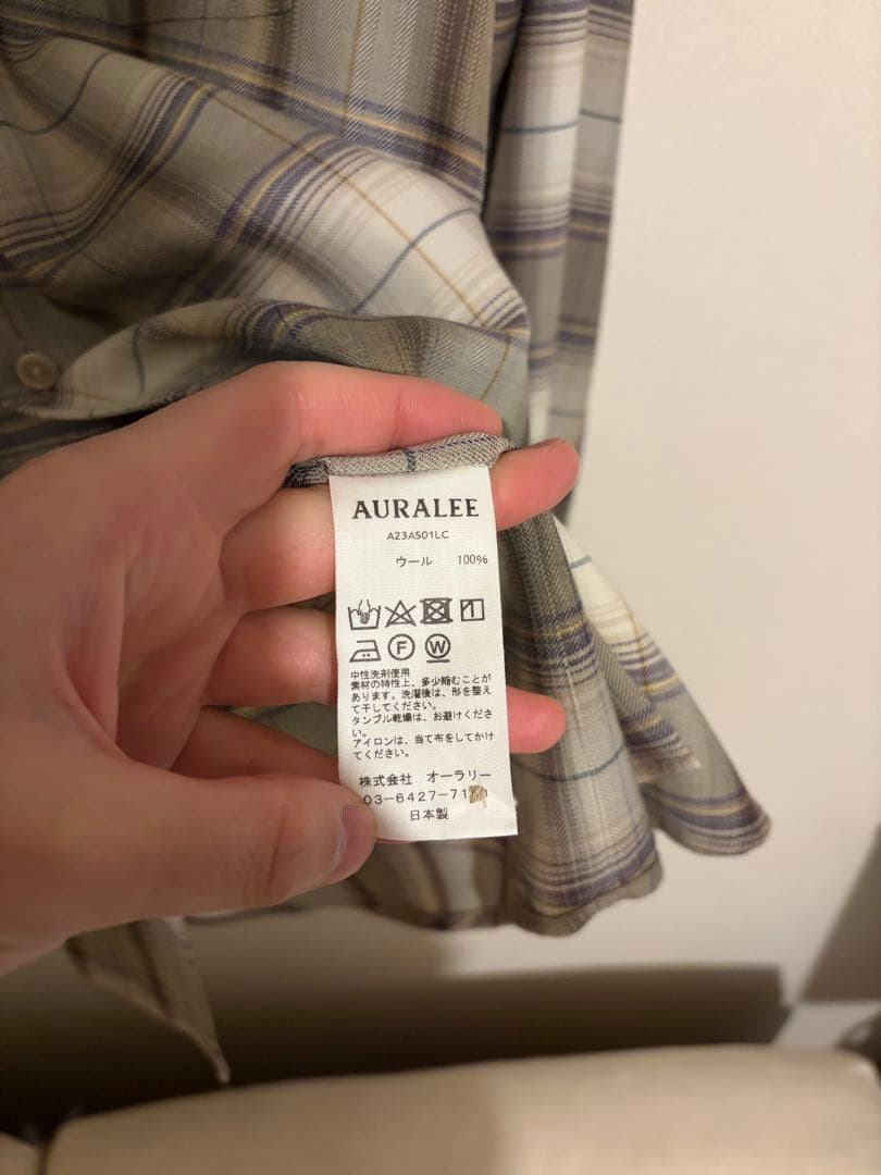 AURALEE 23AW ウールチェックシャツ 3 ブラウン