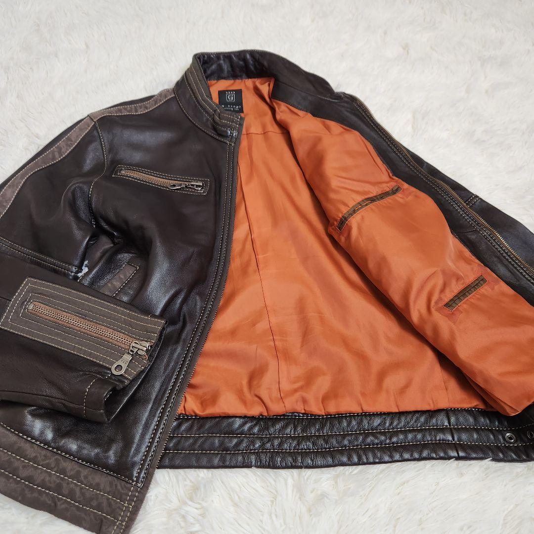 【本革】g-stage 羊革 レザー シングル ライダースジャケット