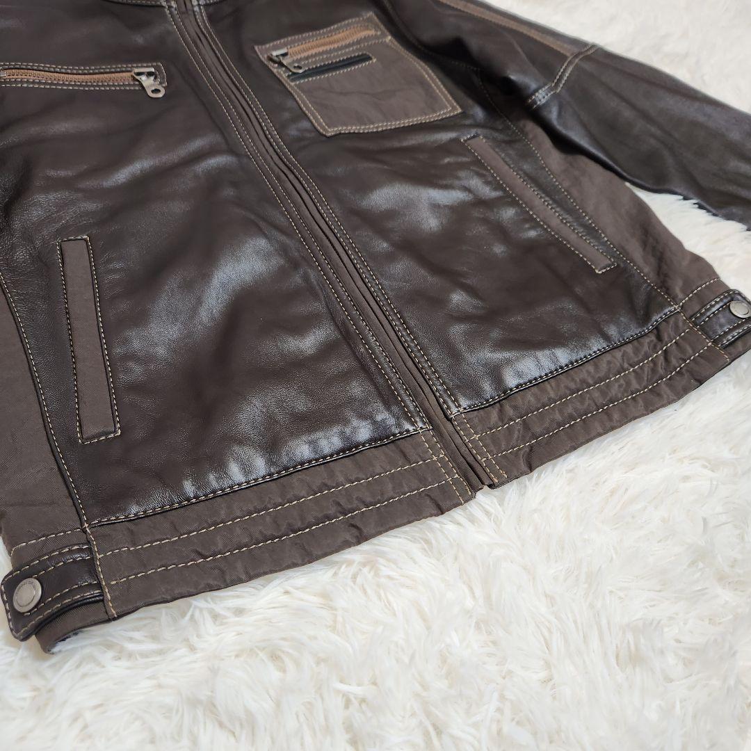【本革】g-stage 羊革 レザー シングル ライダースジャケット
