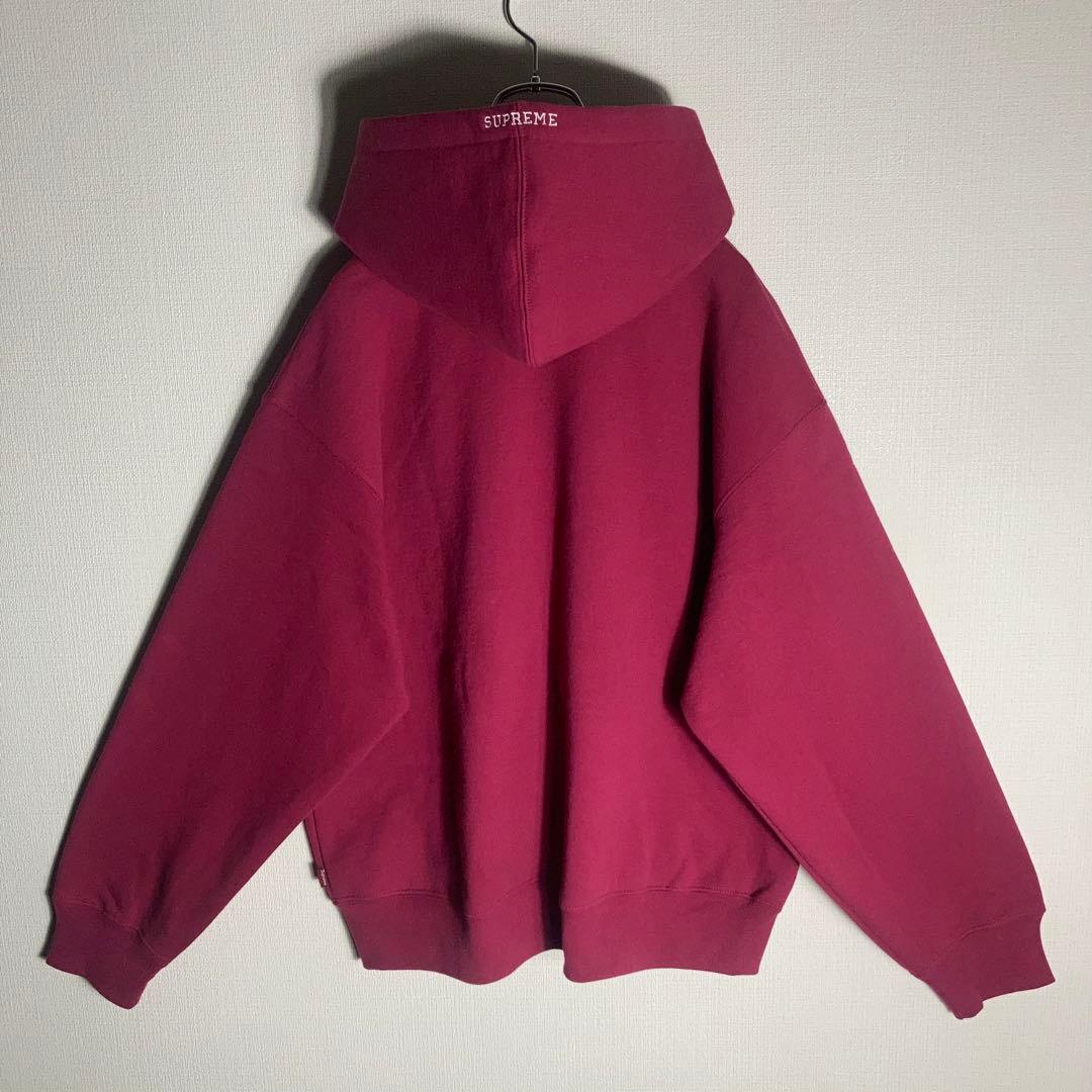 【美品】SUPREME フルジップパーカー Sロゴ 刺繍 ボルドー M
