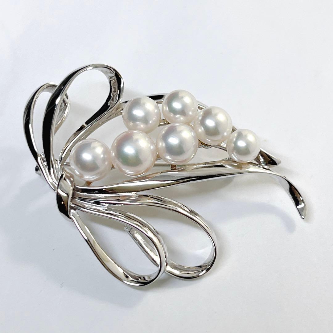 【未使用品級】✨MIKIMOTO ミキモト パール　　ブローチ　リボン　フラワー