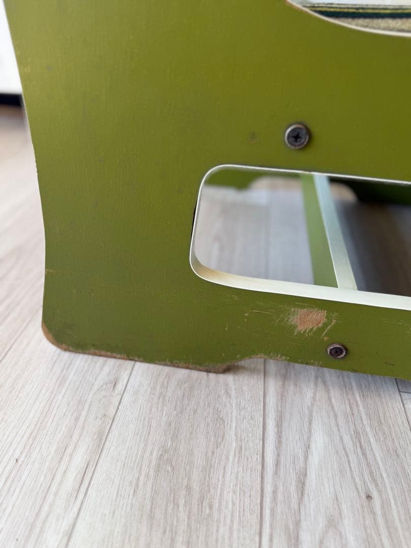 ②ソファ椅子 昭和レトロポップ 椅子 テーブル セット グリーンストライプ