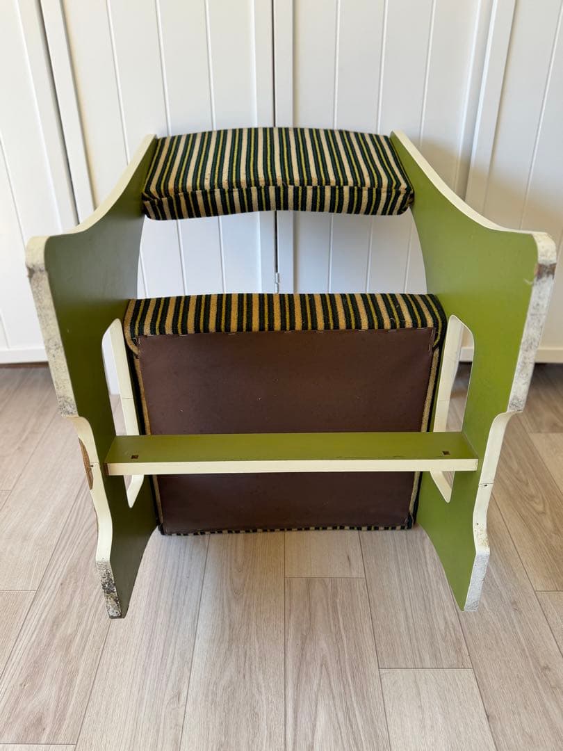 ②ソファ椅子 昭和レトロポップ 椅子 テーブル セット グリーンストライプ
