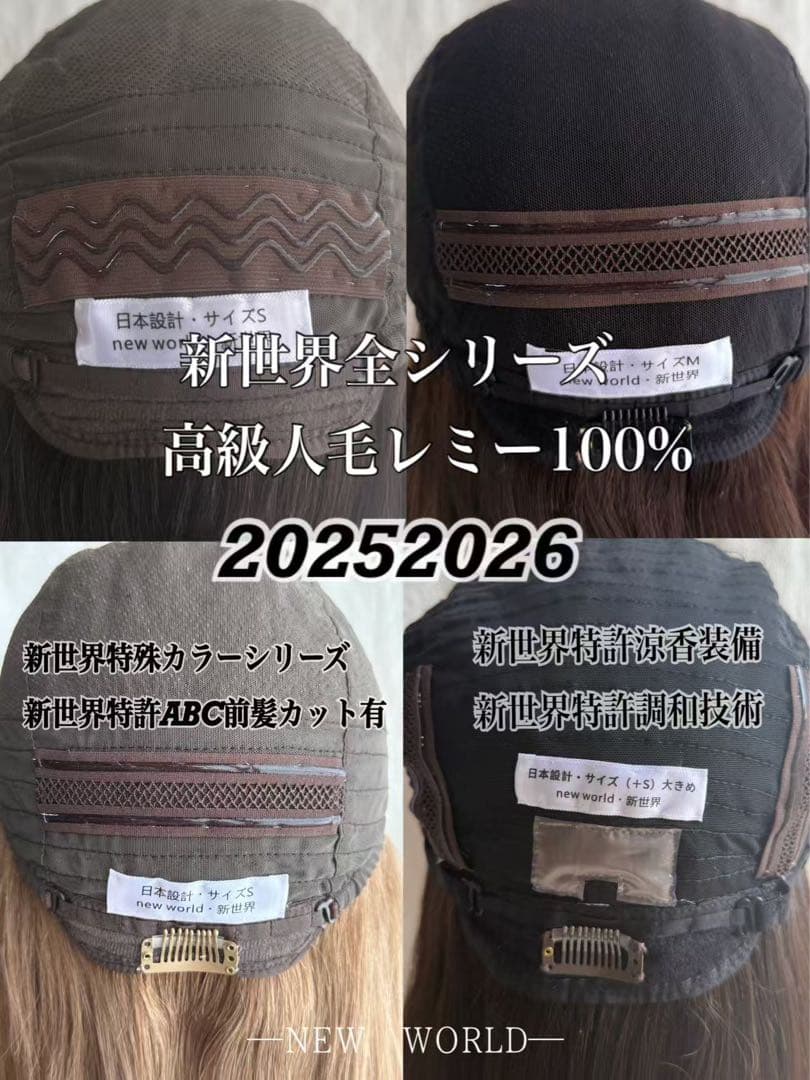 2025新世界　人毛100%　フルウィッグ　シルクスキン　医療ウィッグ