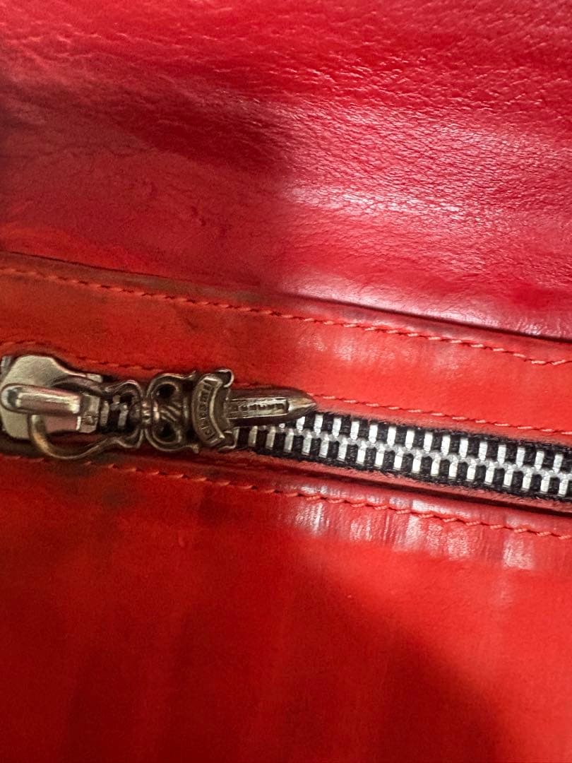 クロムハーツ chrome hearts ウェーブウォレット赤ヌバック
