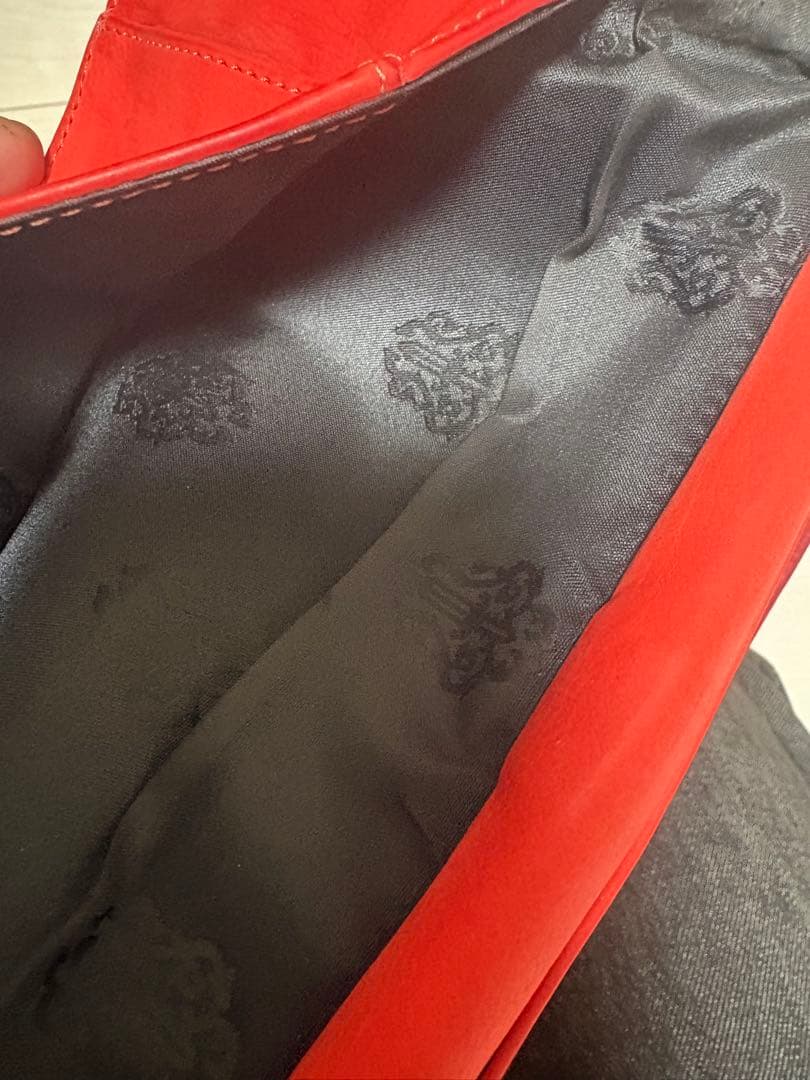 クロムハーツ chrome hearts ウェーブウォレット赤ヌバック