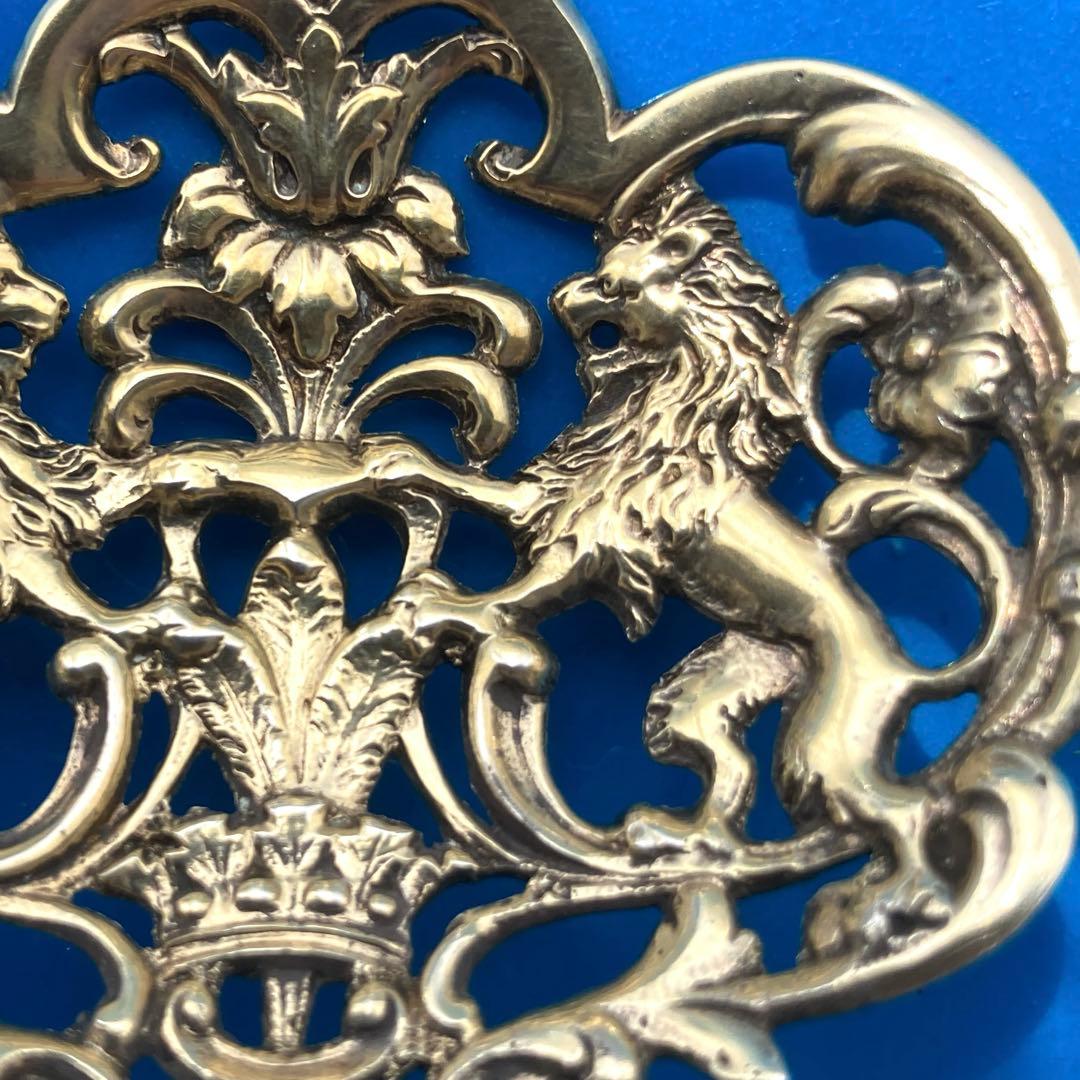 純銀鍍金　透かし王冠ライオン　ナッツスプーン