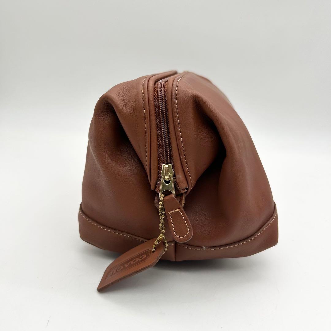 美品　オールドコーチ　クラッチバッグ　ポーチ　オールレザー　ブラウン