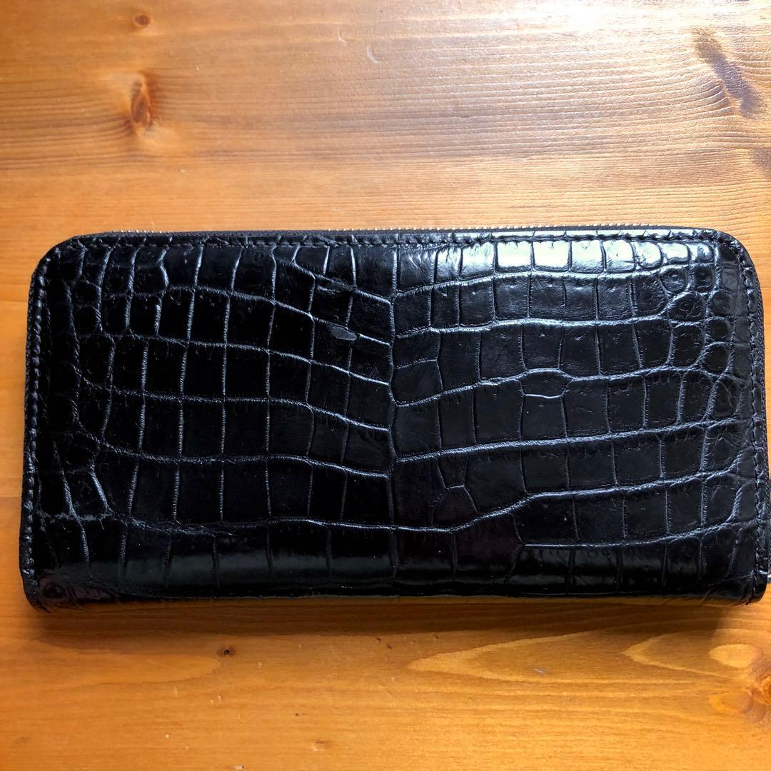 【クロコ1枚革】クロコダイル 高級長財布 サイフ メンズ ワニ革 レザー