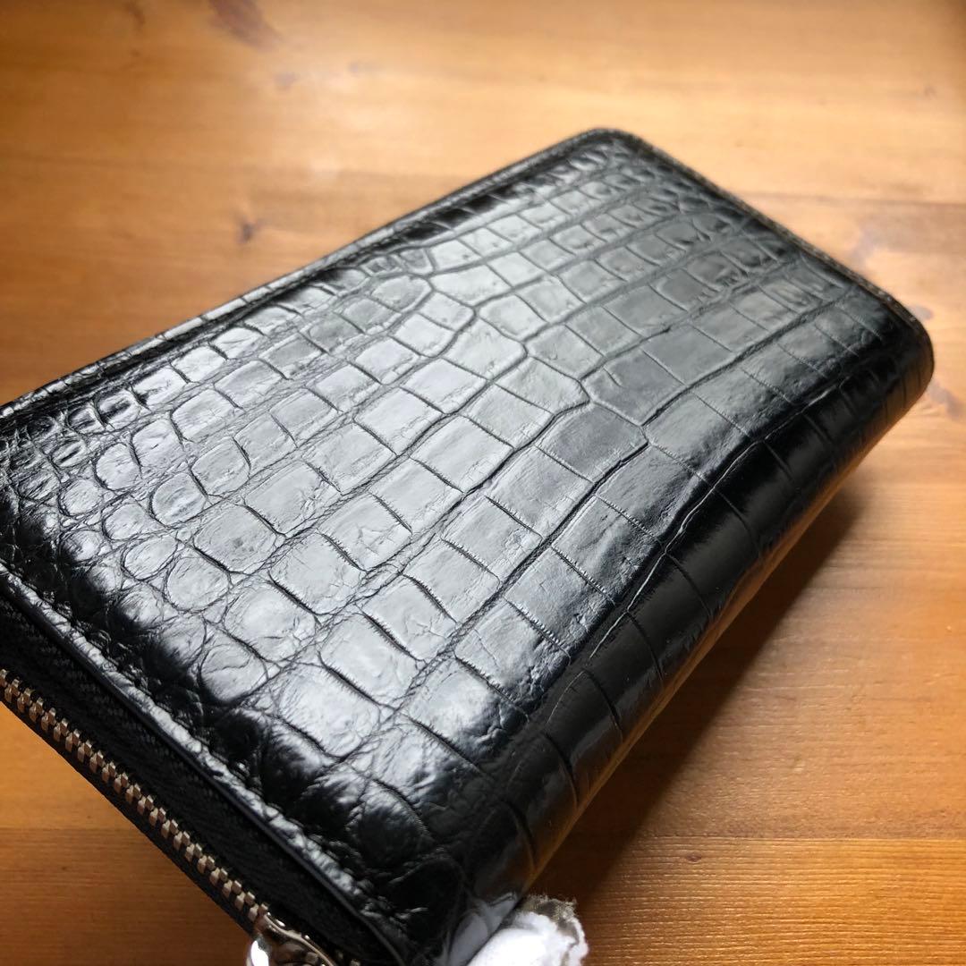 【クロコ1枚革】クロコダイル 高級長財布 サイフ メンズ ワニ革 レザー