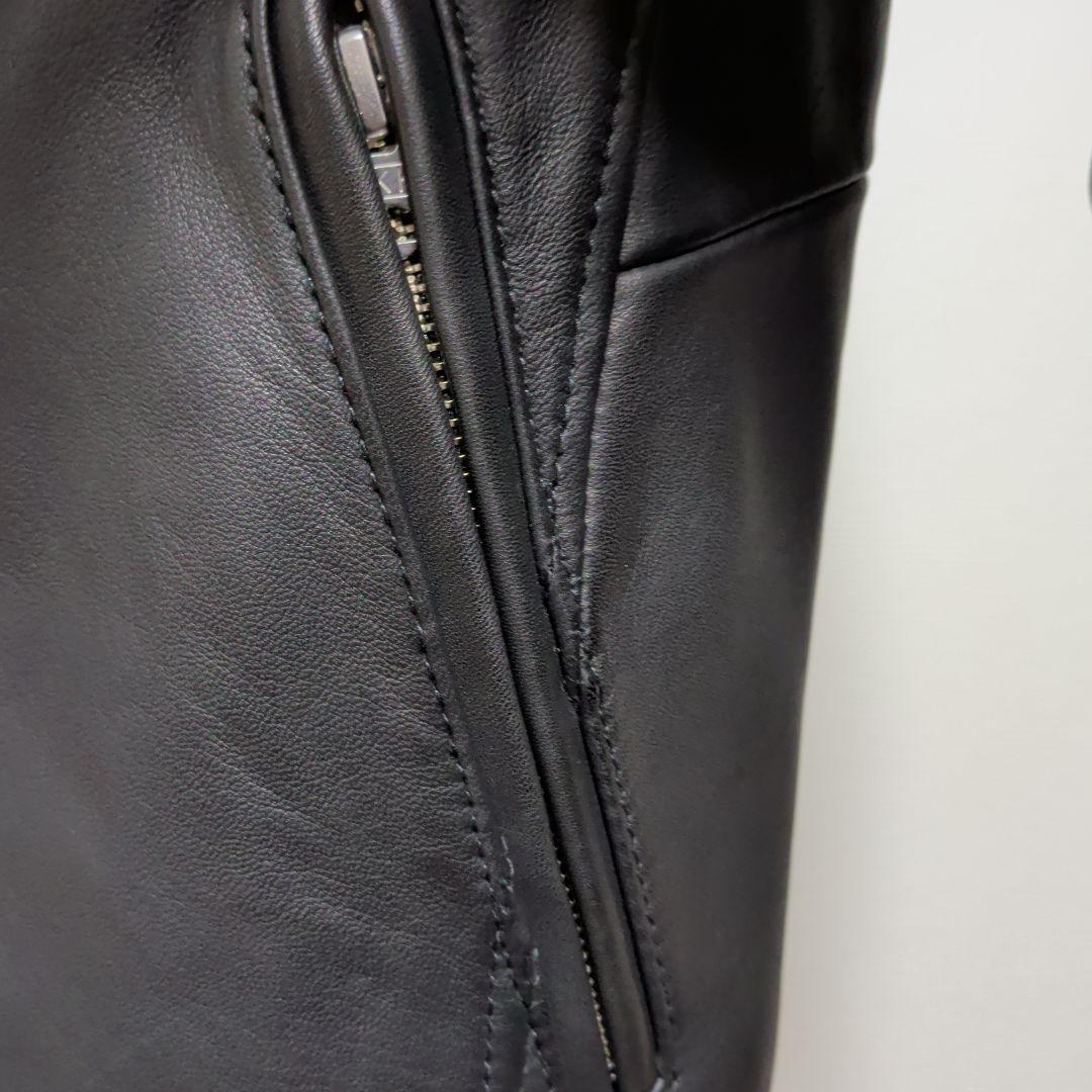 メンズビギ　コレクティブ　シングルライダース　羊革　レザージャケット　黒　S