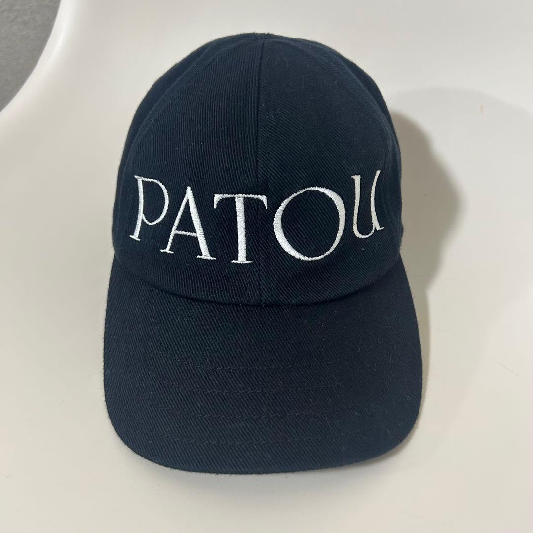 【美品】PATOU 刺繍ロゴ ベースボールキャップ ブラック 帽子 正規品