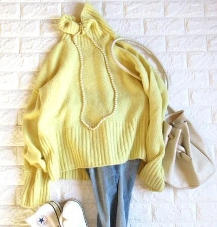 トゥモローランド マカフィー ジーロンラムズウール ハイネック ニット イエロー