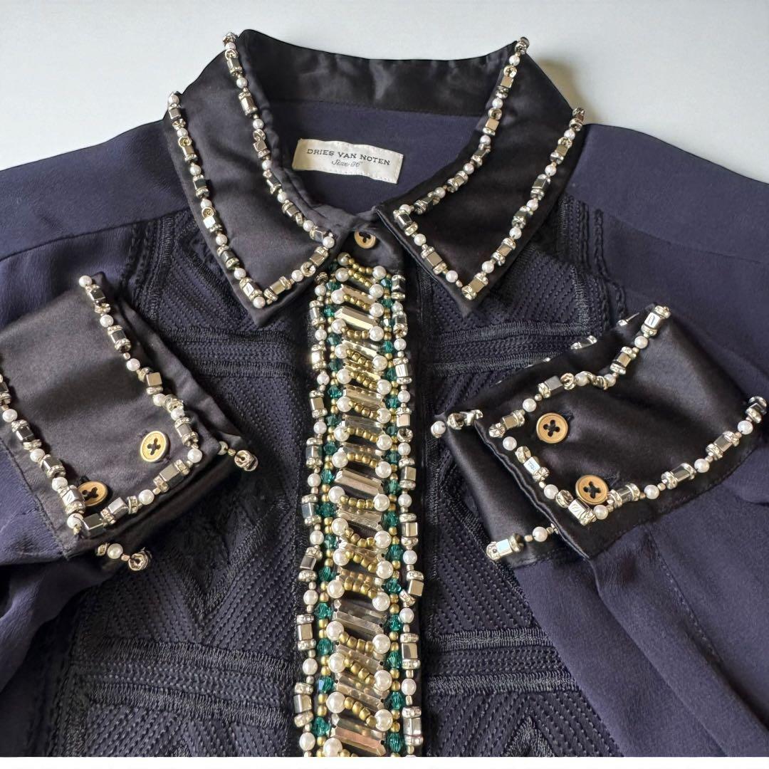 希少✨ドリスヴァンノッテン シルクブラウス　ビジュー装飾 　刺繍