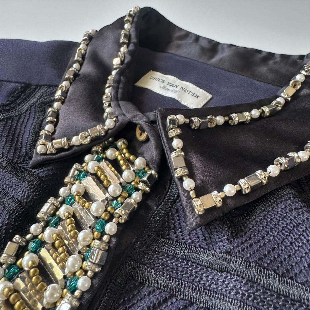 希少✨ドリスヴァンノッテン シルクブラウス　ビジュー装飾 　刺繍