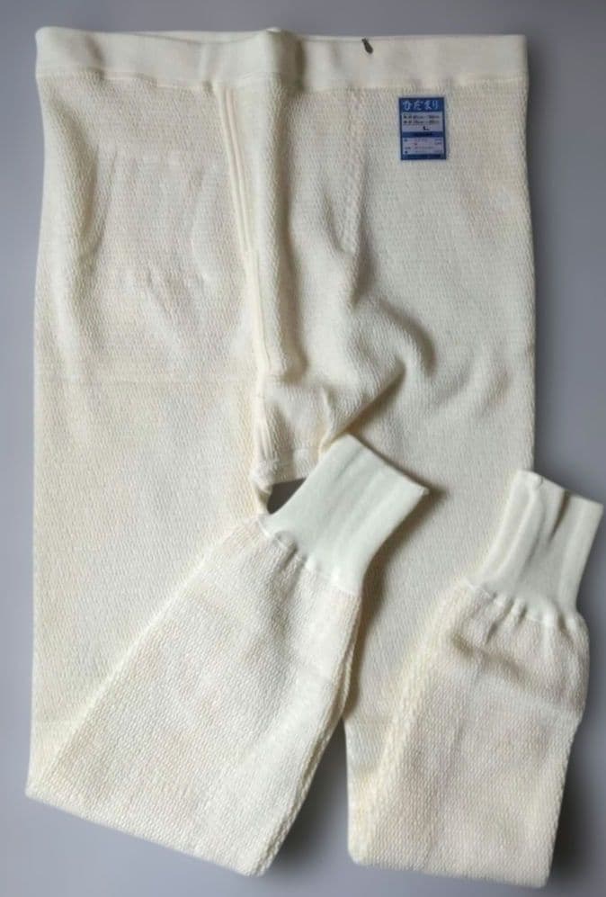 ひだまり肌着　男女兼用　長袖＋ズボン下　２点セット　日本製　Lサイズ　暖かい