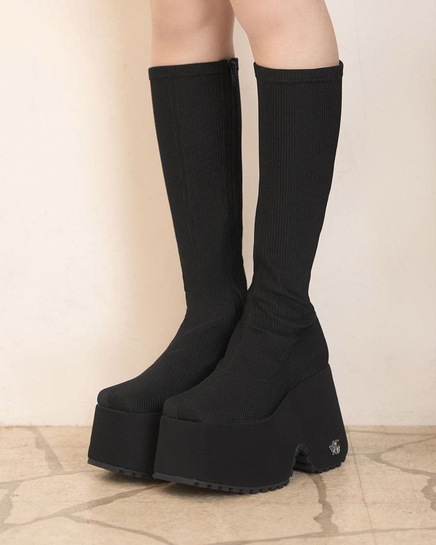 ミシェルマカロン ロングブーツ ブラック 12cmヒール