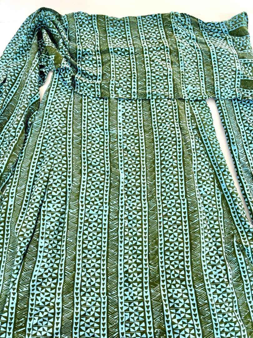 【NOANOAハワイ】サッシュドレス Sサイズ 水色/グリーン