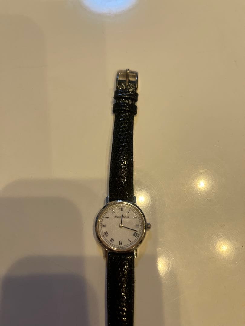 レディース 時計 ティファニー 紺レザー