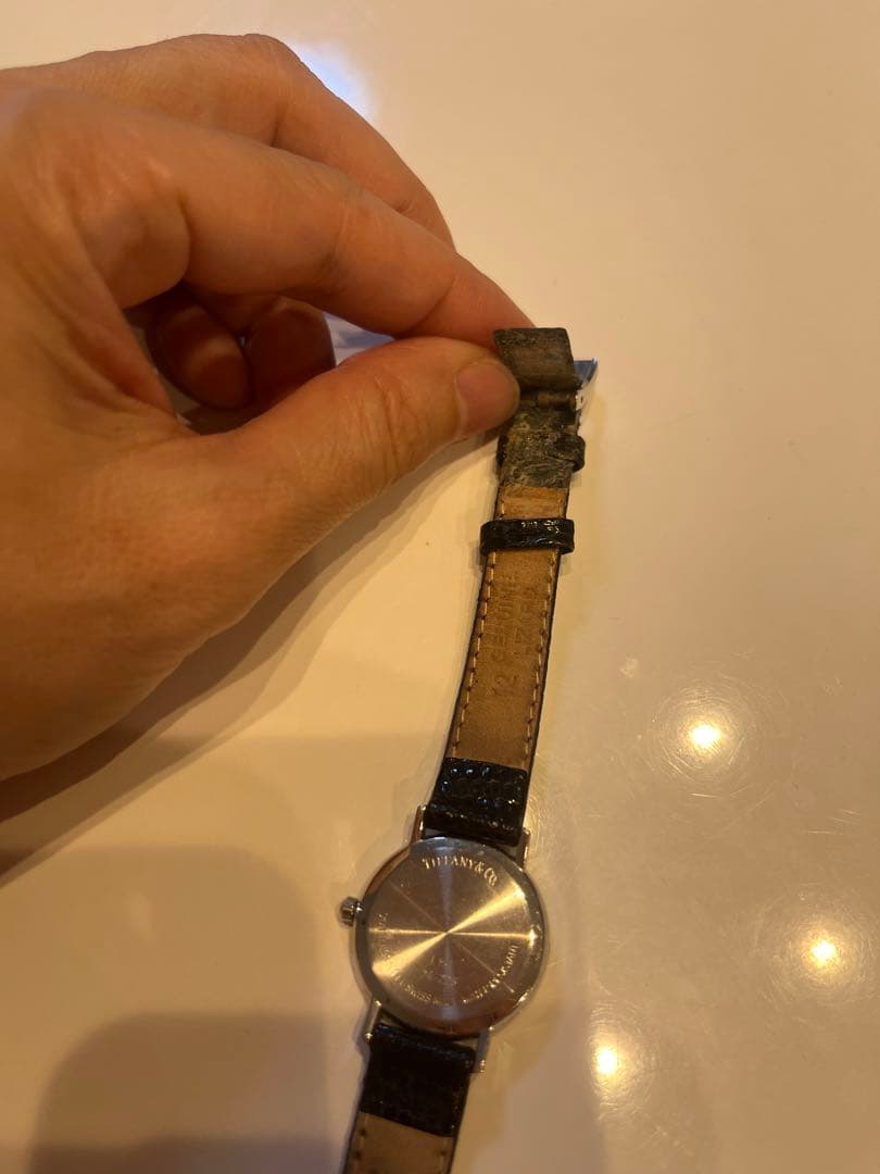 レディース 時計 ティファニー 紺レザー